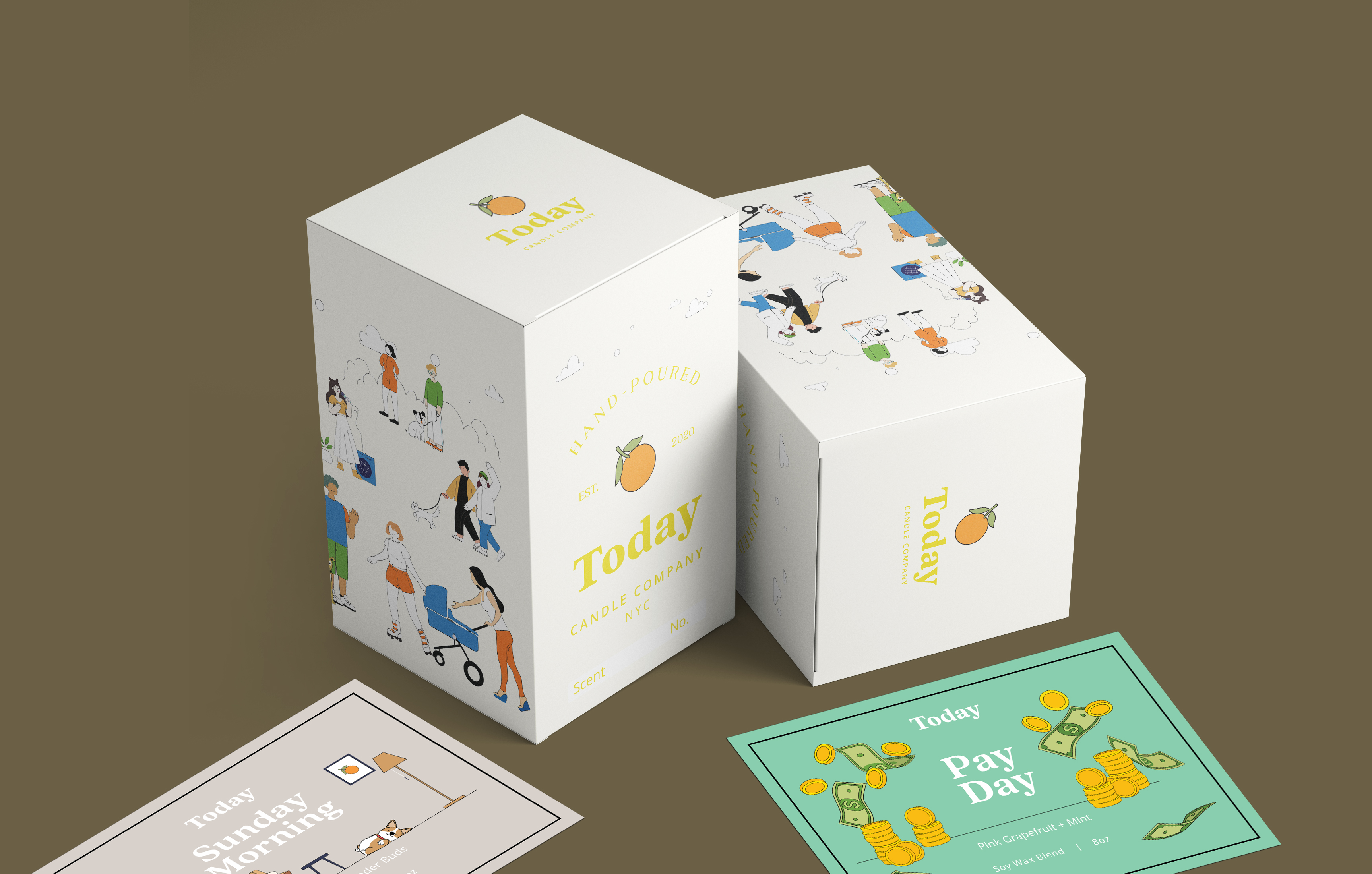 Candle Packaging box and label sticker design